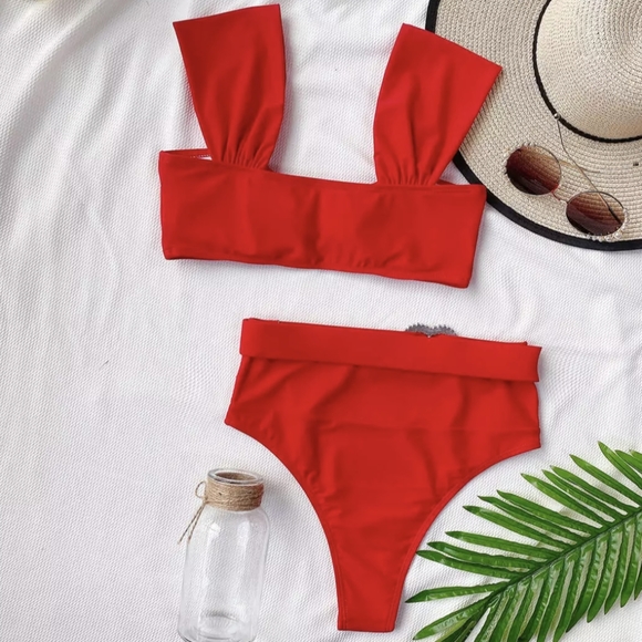 NWT LUXURY HEART TWO PIECE BIKINI SWIMSUIT S: SMALL-LARGE - Picture 4 of 9